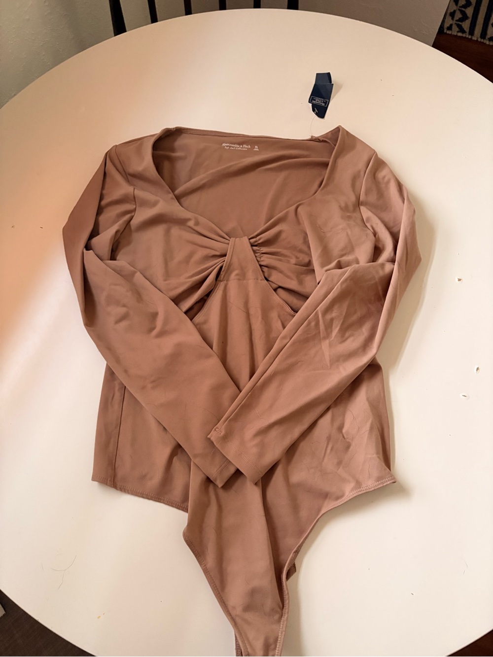 Abercrombie & Fitch Brown Twist-Front Long-Sleeve Bodysuit